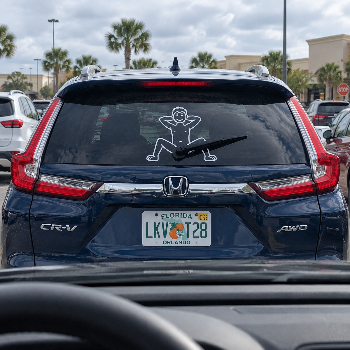 WinkyWiper decal on a blue Honda CR-V