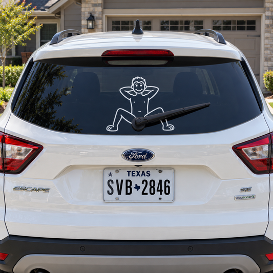 WinkyWiper rear window decal on a white SUV